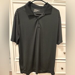 Nike Men's Black and White Striped Polo Shirt
